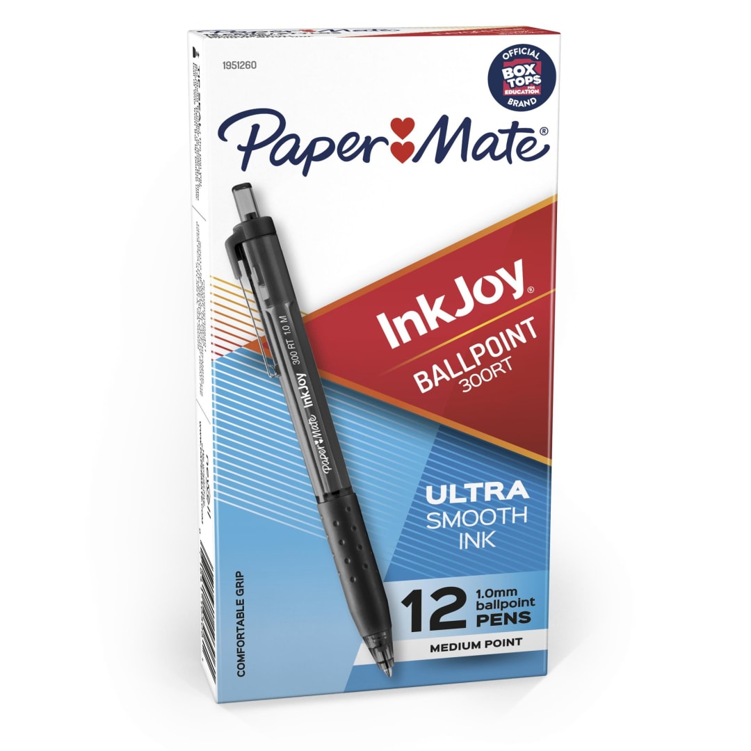 Paper Mate® InkJoy® 300RT Retractable Ballpoint Pens, Medium Point, Black, 12 Count