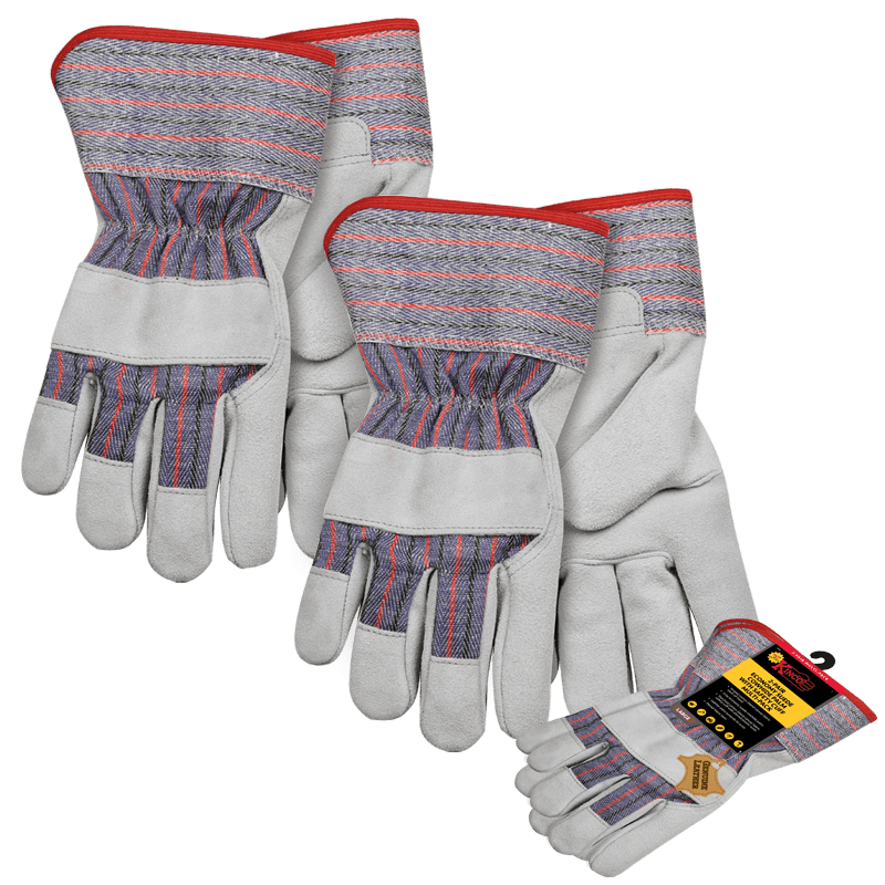2-Pair Economy Suede Cowhide Palm with Safety Cuff Multi-Pack