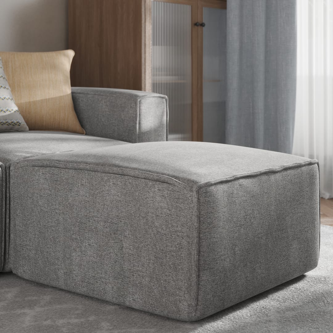 Bridgetown Luxury Modular Sectional Sofa Ottoman Seat, Gray