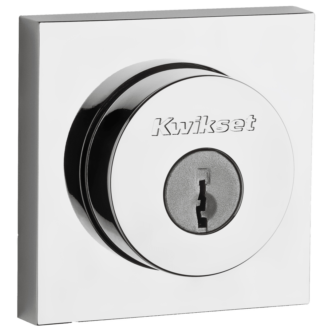 159 Square Deadbolt, Keyed Both Sides, in Polished Chrome