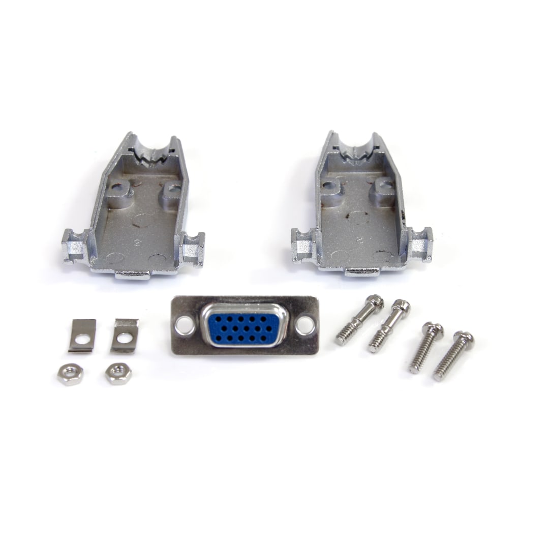 DB15H FEMALE VGA CONNECTOR W METAL COVER