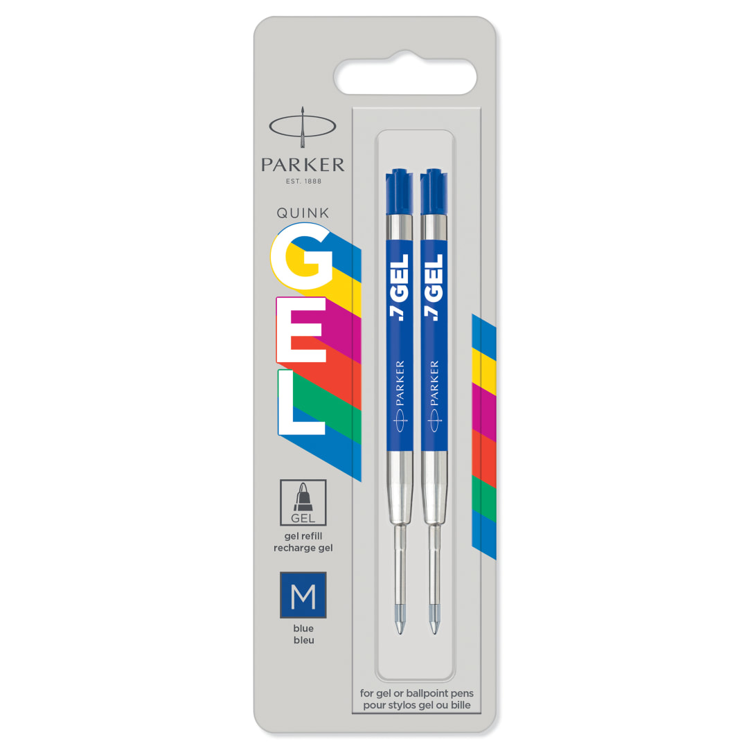 Parker Jotter Originals recambios de tinta de gel | Recambios de tinta de gel azul | punta mediana (0,7 mm) | 2 unidades