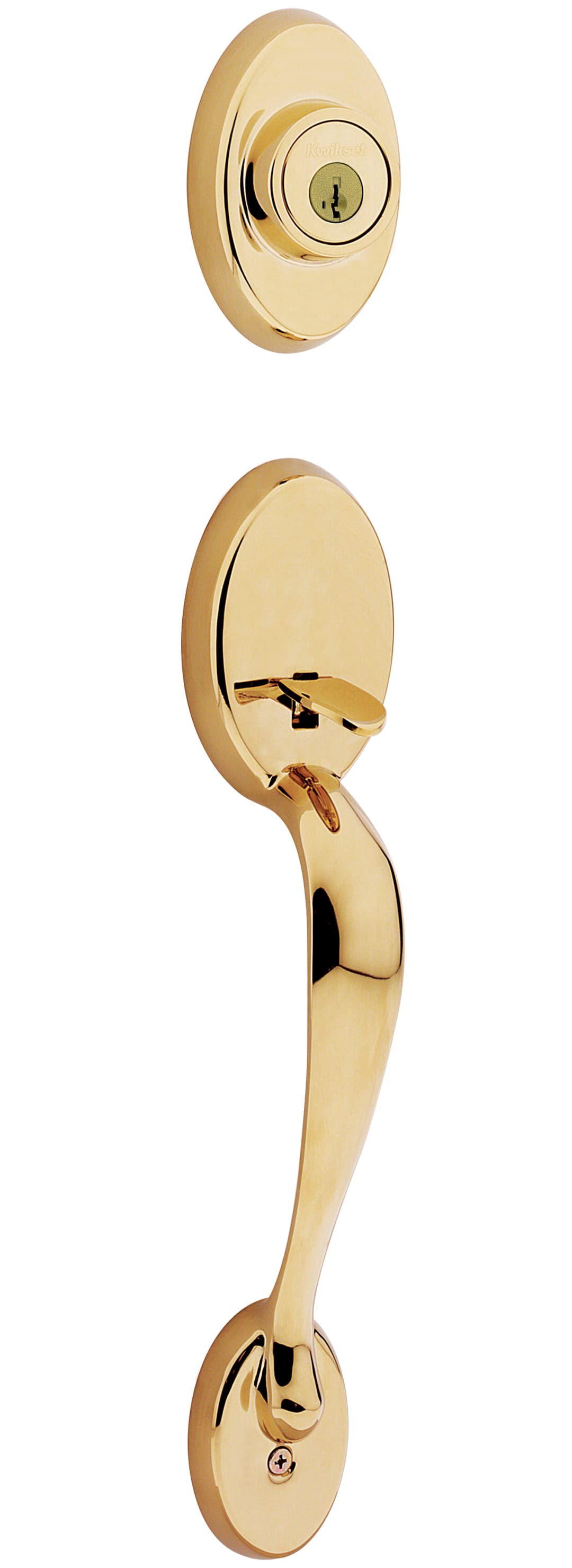 Chelsea Single Cylinder Exterior Only Handleset featuring SmartKey Security™ in Lifetime Polished Brass