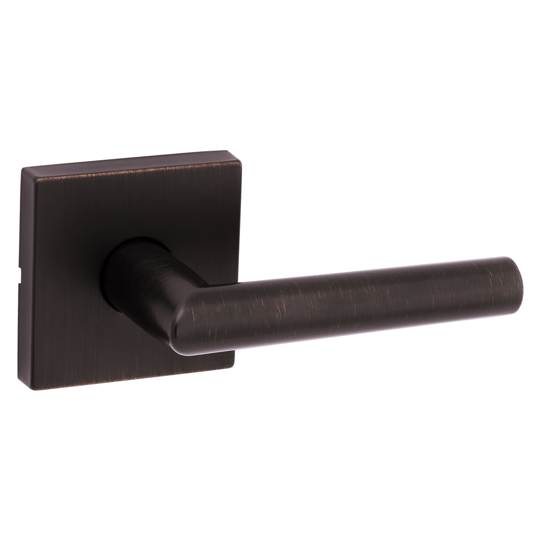 Milan Hall/Closet Door Lever with Square Rosette  in Venetian Bronze