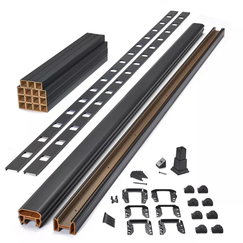8-ft x 36-in Transcend Stair Rail Kit with Composite Balusters - Charcoal Black Full Span