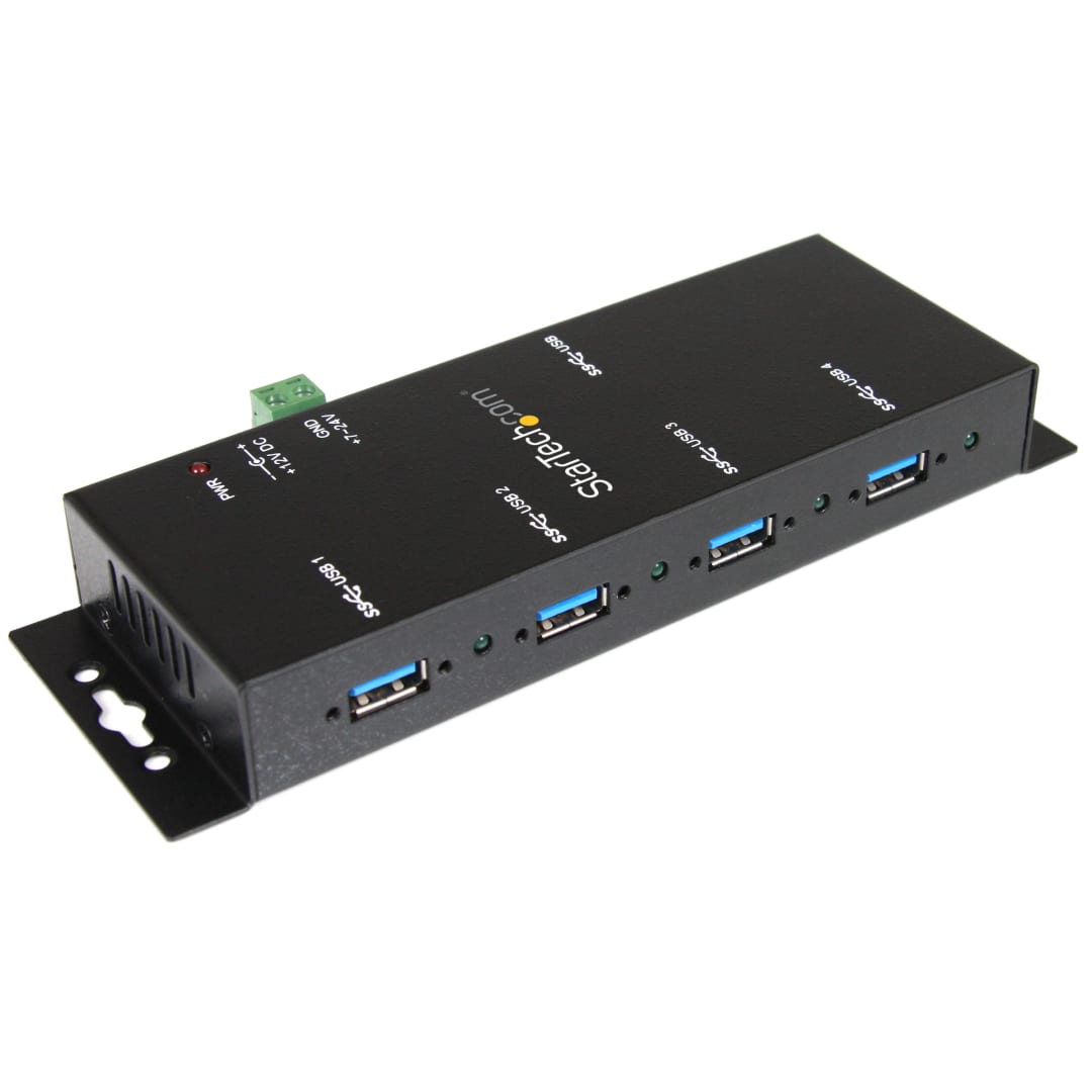 Mountable 4 Port Black Metal USB 3 Hub