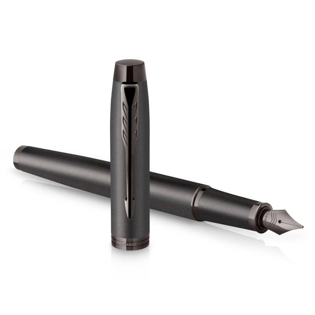 Parker IM Monochrome Fountain Pen, Blue Ink, Gun Metal Finish and Trims, Medium Point, Gift Box