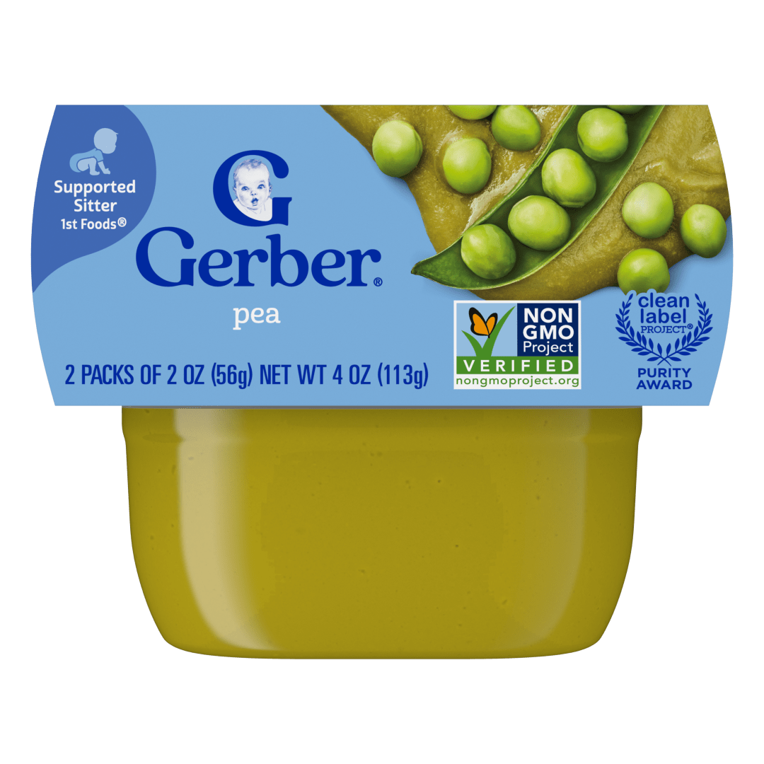 Gerber Stage 1 Baby Food Peas, Peas Puree Tubs, Baby Puree, 2PK