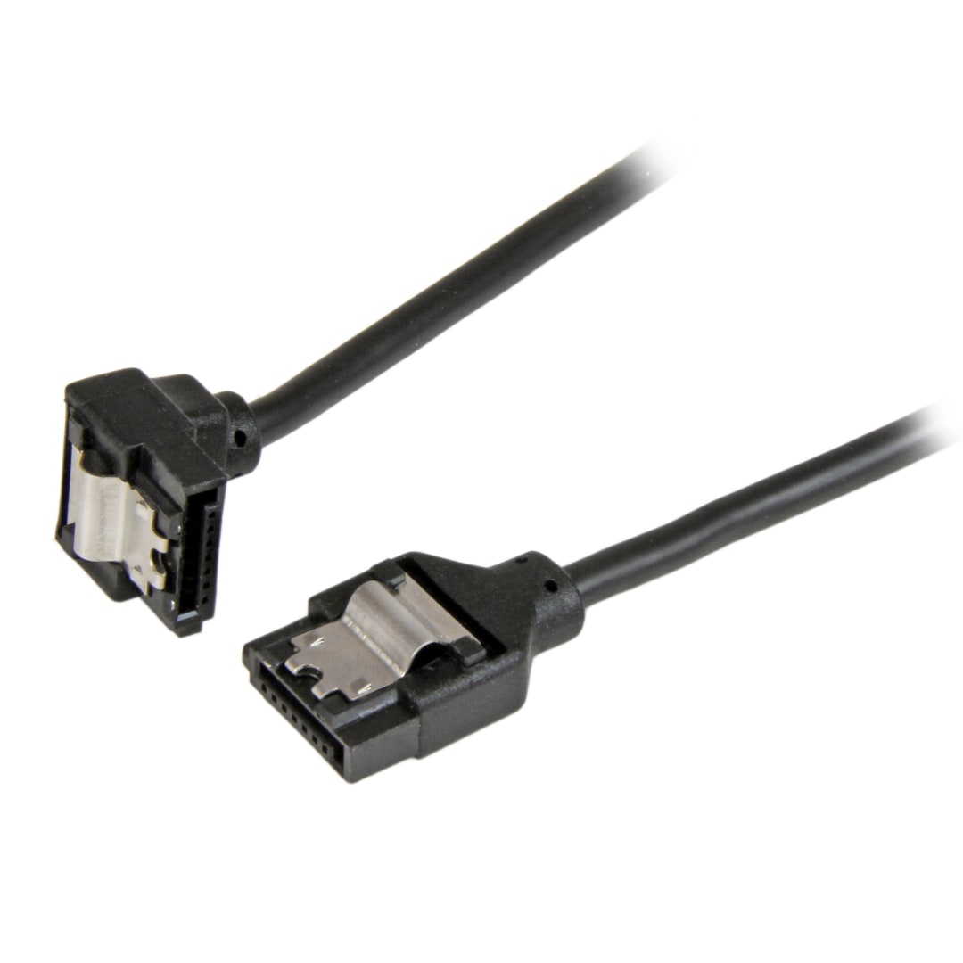 12" Round SATA Cable - SATA to Right Angle SATA