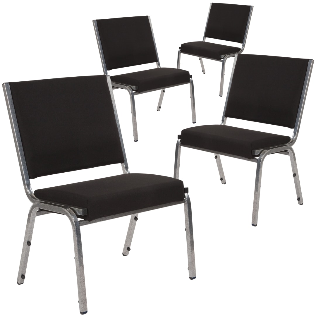 4 Pack HERCULES Series 950 lb. Rated Black Fabric Bariatric Medical Reception Chair