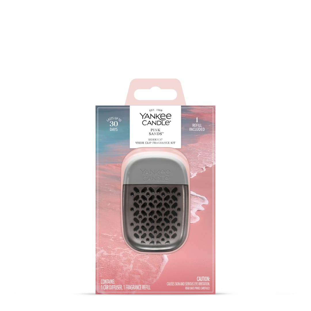 Yankee Candle® Sidekick™ Visor Clip Fragrance Kit, Pewter Silver XO Sidekick™ Visor Clip with 1 Pink Sands™ Fragrance Refill