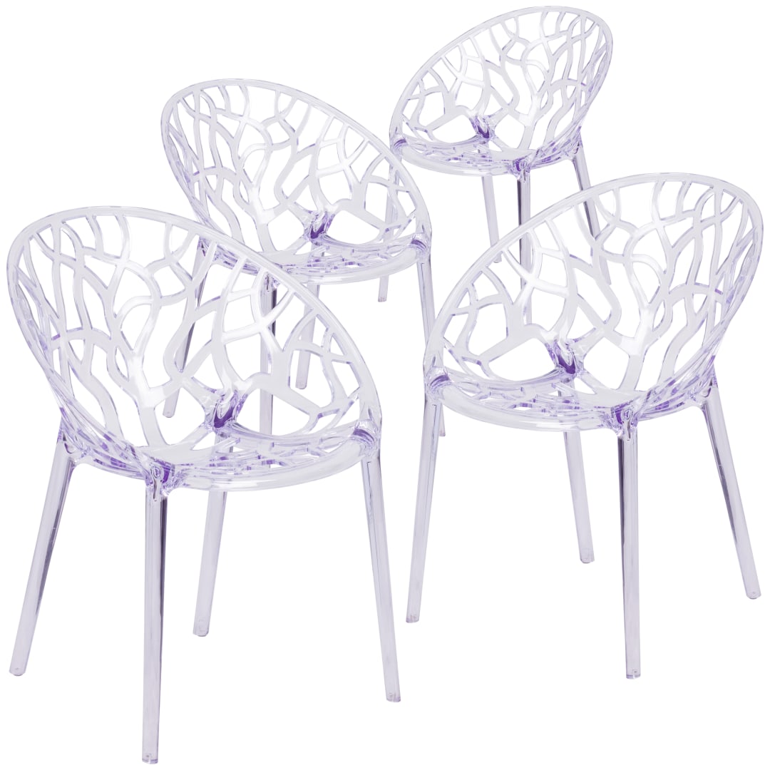 Jonah 4 Pack Specter Series Transparent Stacking Side Chair