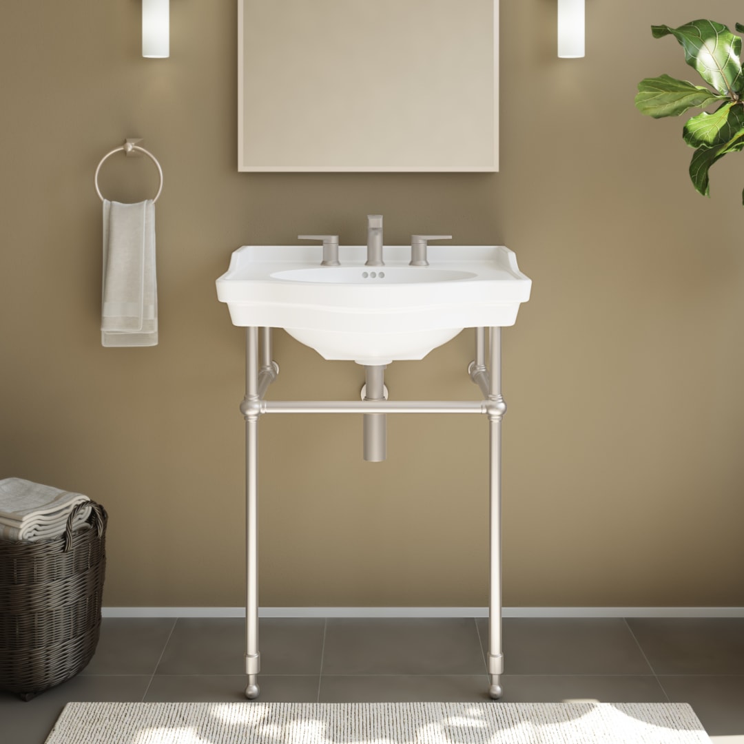 Prism 24 in. W x 38 in. H Console Sink, 8 in. Faucet Drilling, Brushed Nickel