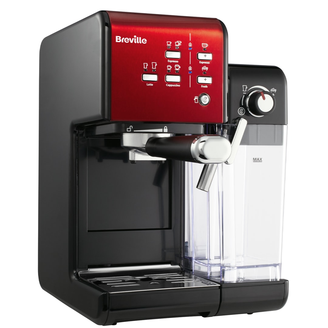Breville Prima Latte II Espresso | Cafetera para latte y capuchino | Bomba profesional de 15 bares y espumador | Rojo [VCF109X]