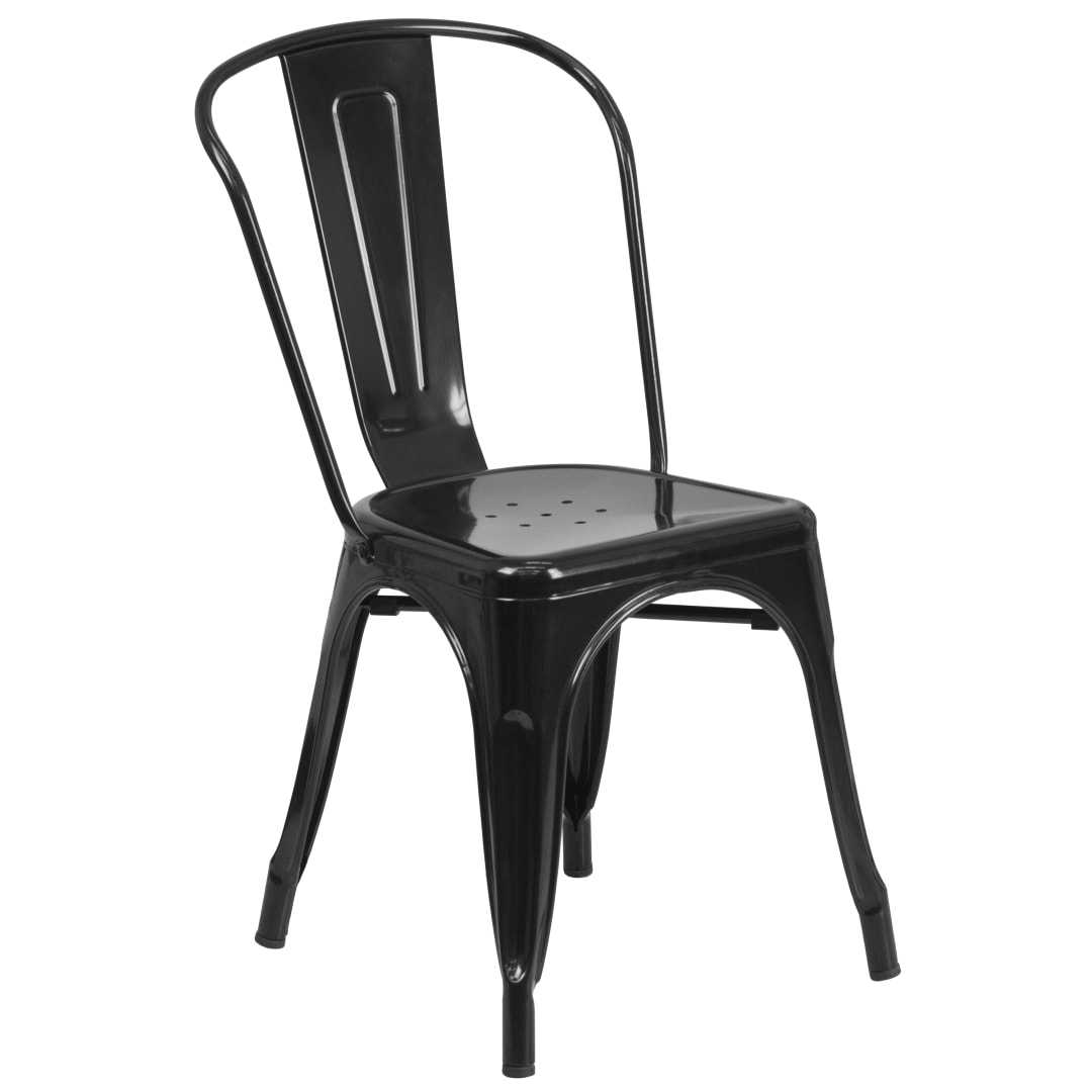 Perry Commercial Grade Black Metal Indoor-Outdoor Stackable Chair