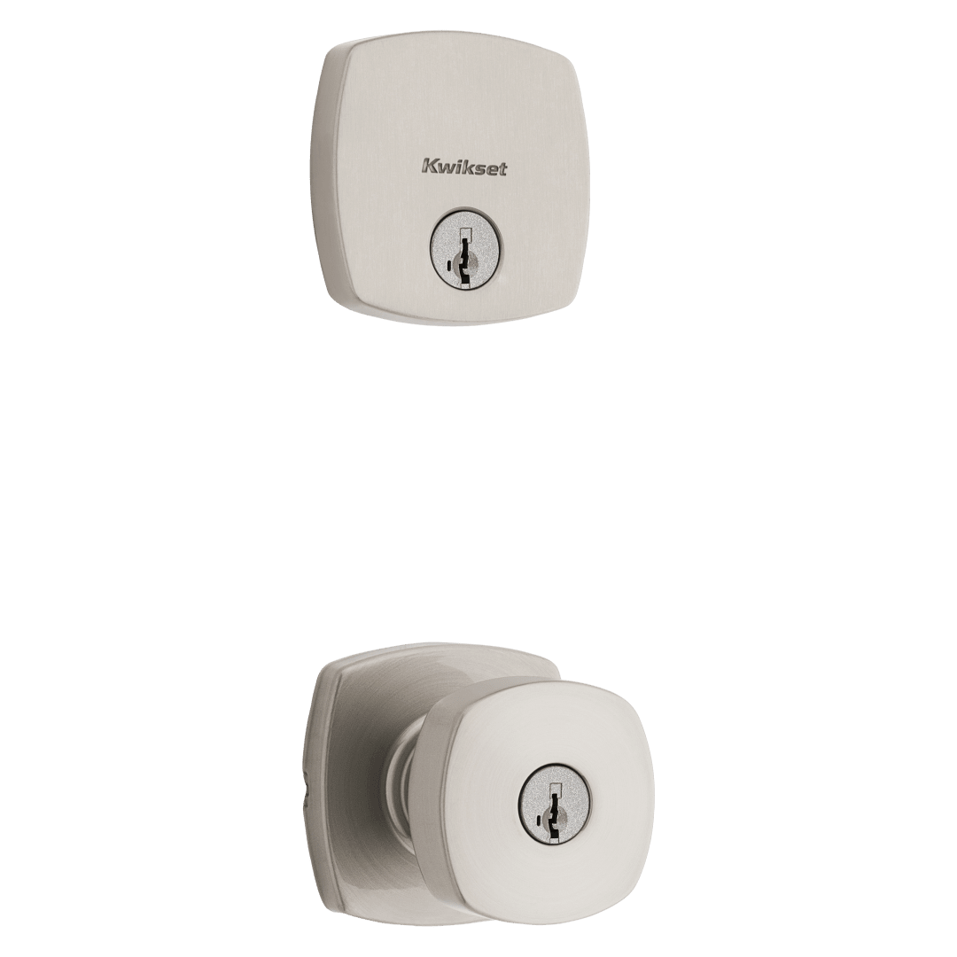 991 Arroyo Keyed Entry Knob and Single Cylinder Deadbolt Combo Pack featuring SmartKey Security™ in Satin Nickel