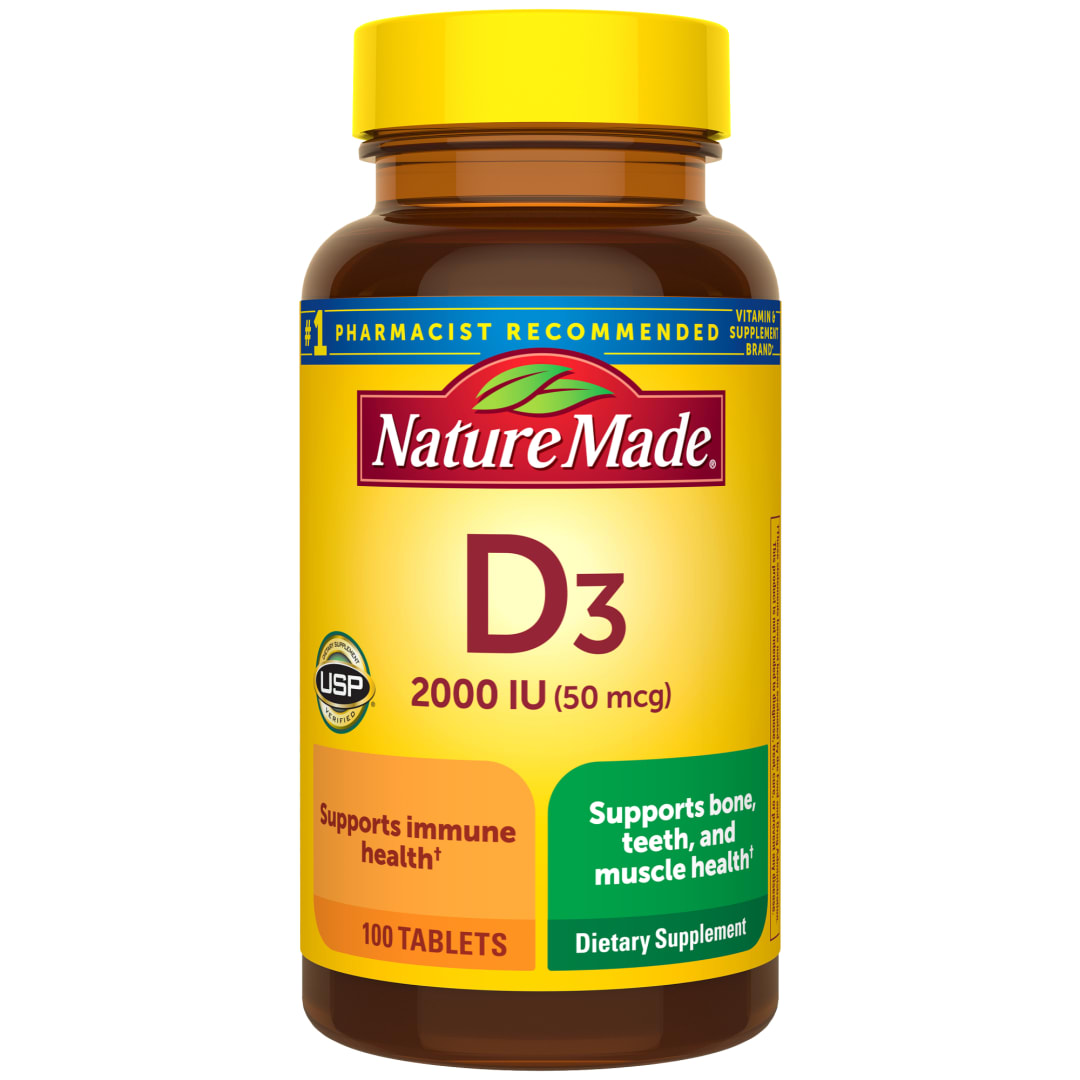 Nature Made Vitamin D3 2000 IU (50 mcg) Tablets, 100 Count