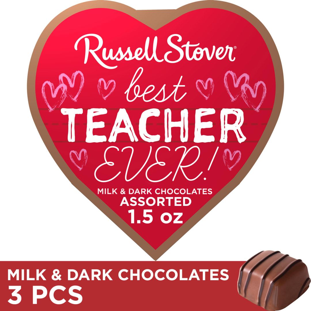 RUSSELL STOVER Valentine's Day Chalkboard Heart Chocolate Candy Gift Box, 1.5 oz.