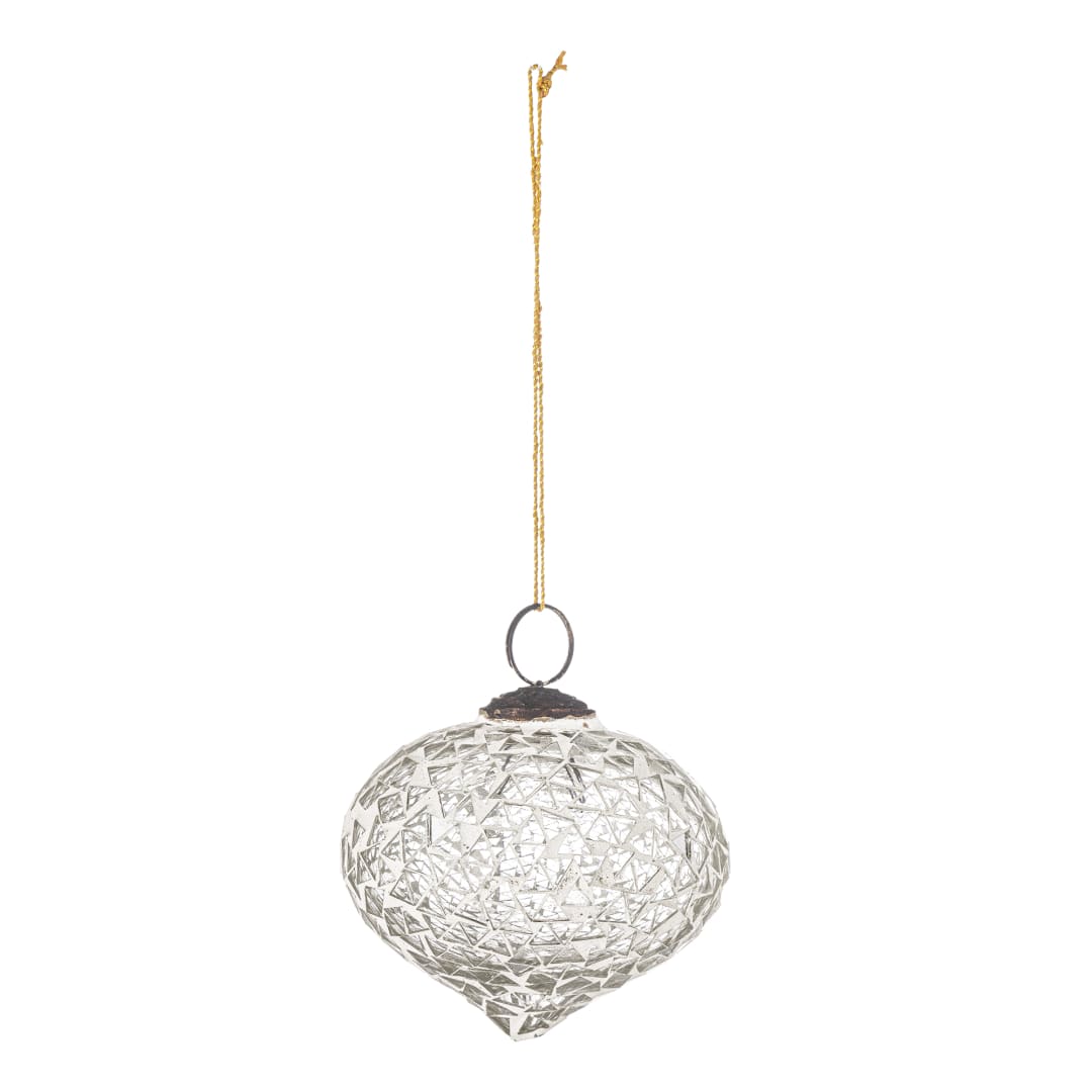 82068352 - Nadine Ornament, White, Glass STOCK: 107