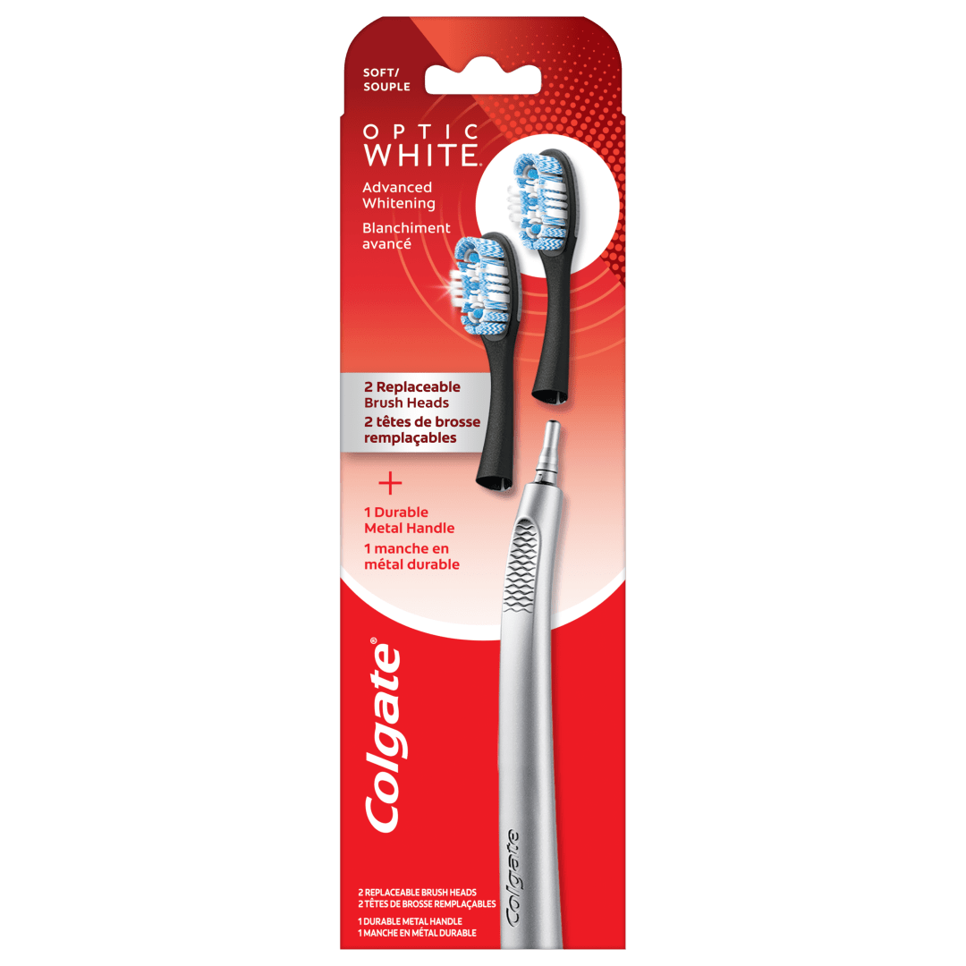 Colgate Optic White Replaceable Head Toothbrush Starter Kit, 2 Brush Heads