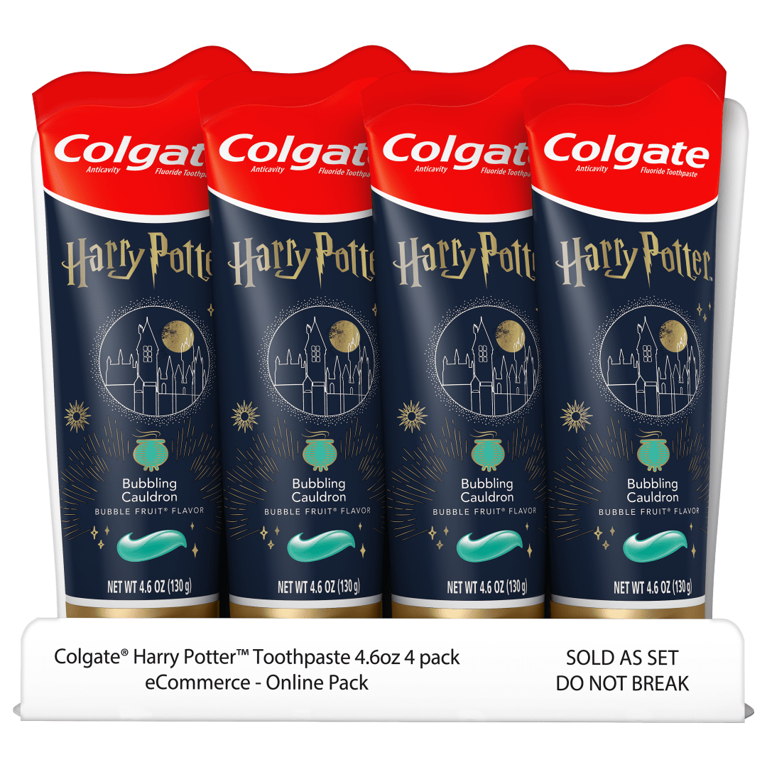Colgate Harry Potter Kids Toothpaste with Fluoride, Bubblegum Bubbling Cauldron, 4 Pack, 4.6 Oz