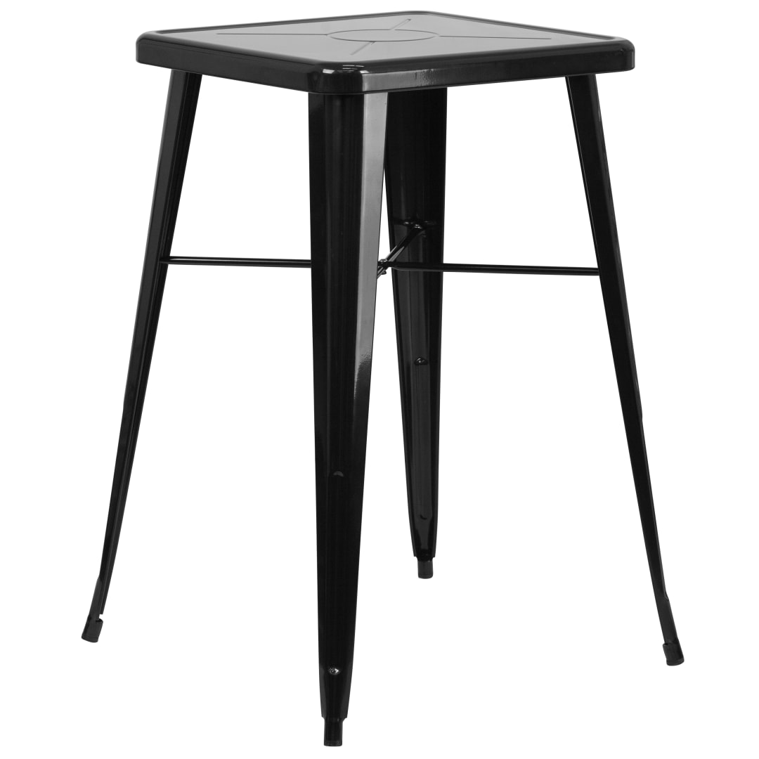 Aaron Commercial Grade 23.75" Square Black Metal Indoor-Outdoor Bar Height Table