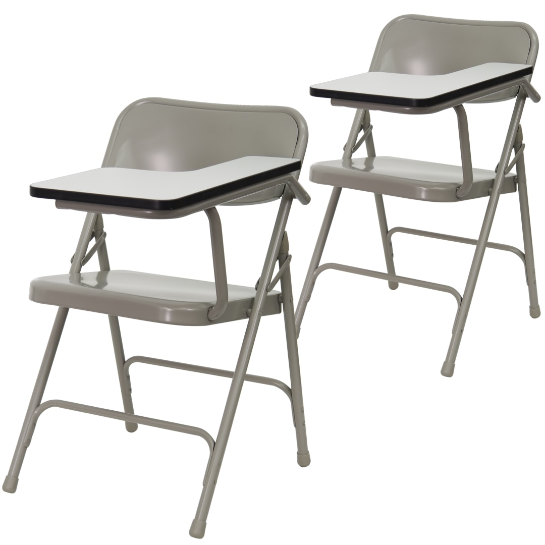 Rutherford 2 Pack Premium Steel Folding Chair with Left Handed Tablet Arm