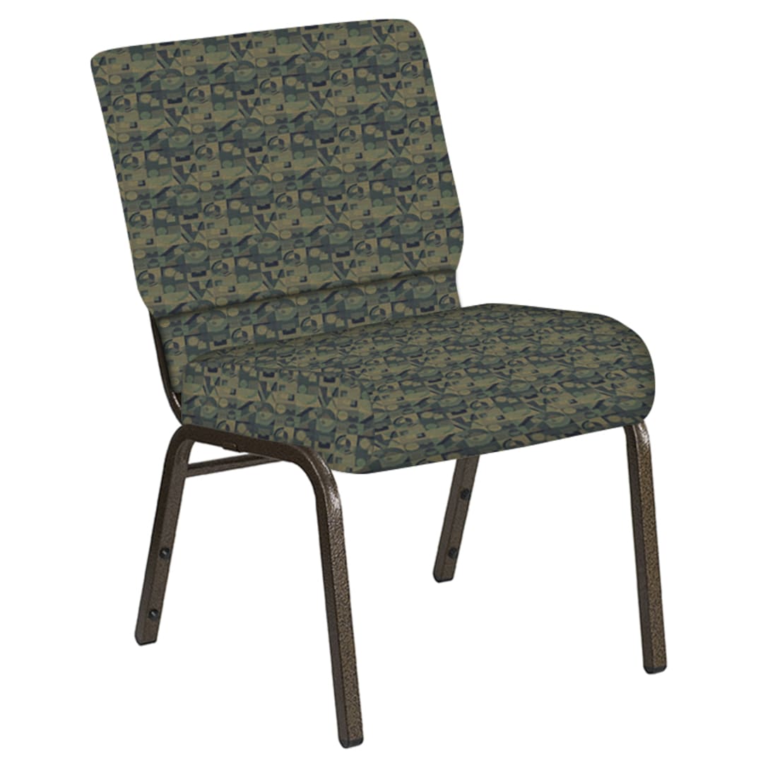 Embroidered 21''W Church Chair in Perplex Clover Fabric - Gold Vein Frame