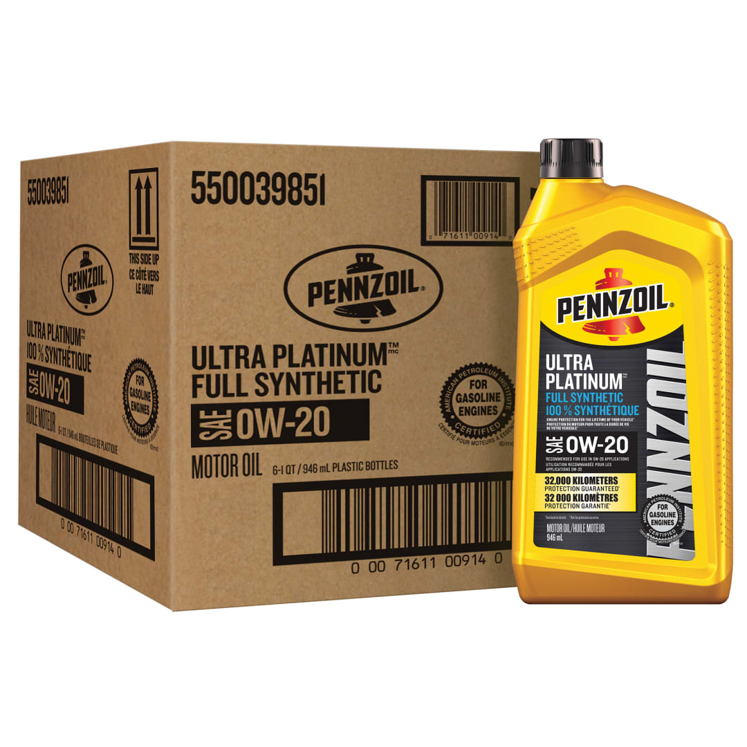 Pennzoil Ultra Platinum Full Synthetic 0W-20 Motor Oil, 1 Quart (Case of 6)