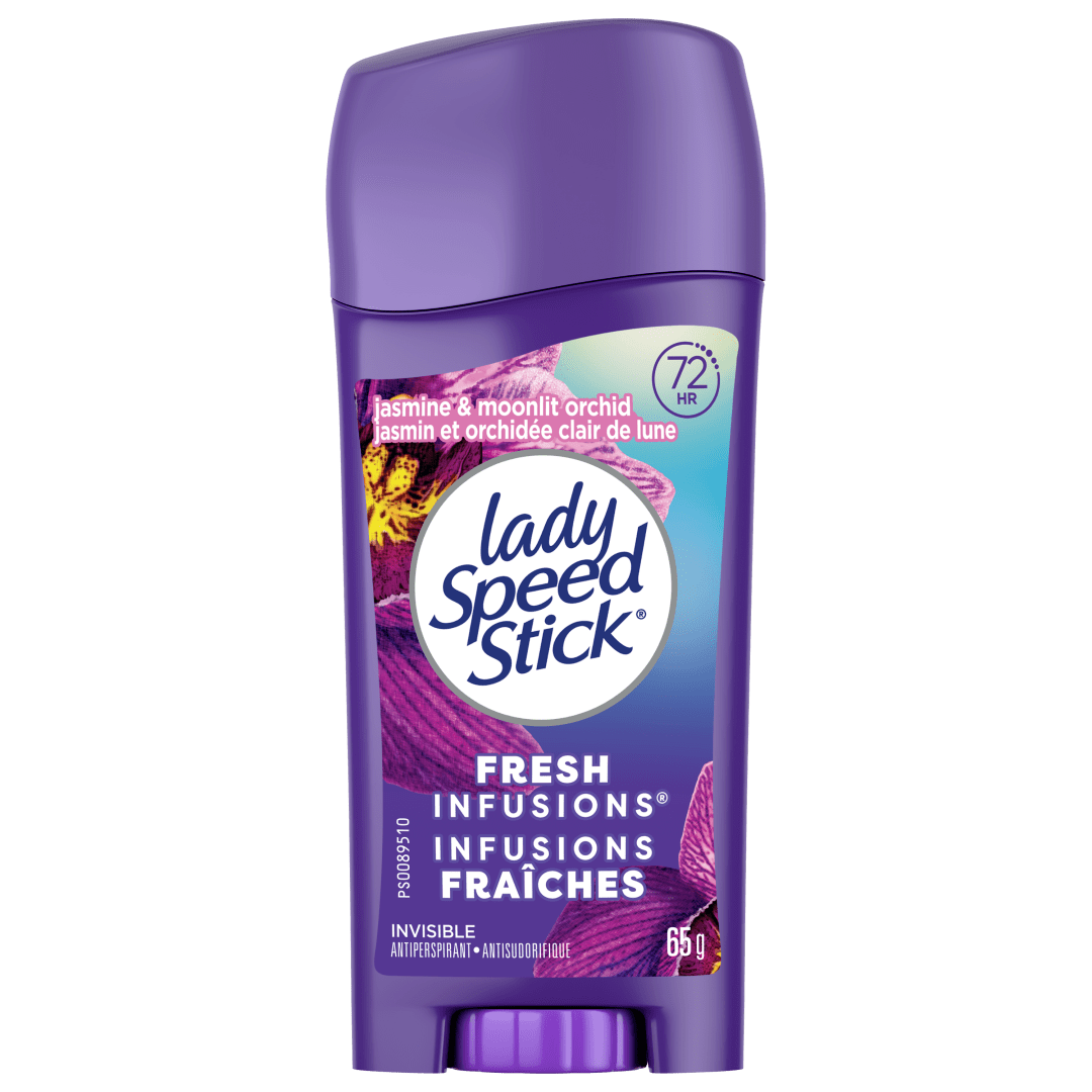 Lady Speed Stick Fresh Infusions Antiperspirant Deodorant for Women, 72 HR Sweat & Odor Protection, Invisible Dry, Jasmine & Moonlit Orchid Scent, 65 g Stick