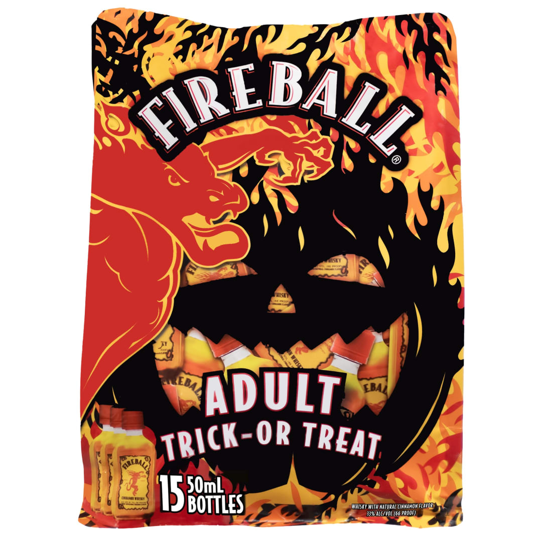 Fireball Cinnamon Whisky Halloween Trick or Treat Bag of 15 Bottles 50ml 66 Proof