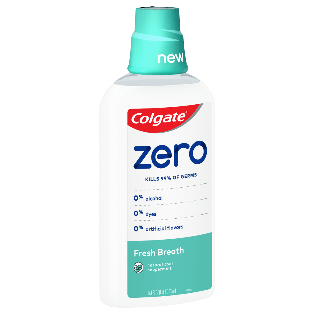 Colgate Zero for Fresh Breath Alcohol Free Mouthwash, Natural Cool Peppermint - 515 mL, 17.4 fluid ounce (6 Pack)