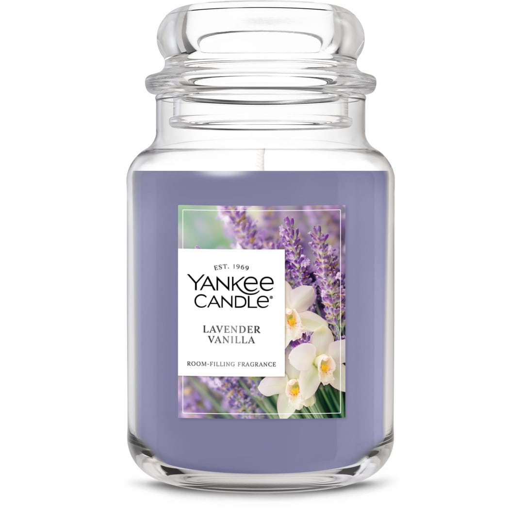 Yankee Candle® Lavender Vanilla Scented Candle, 22oz Large Jar with up to 150 Hour Burn Time, Great for gifting