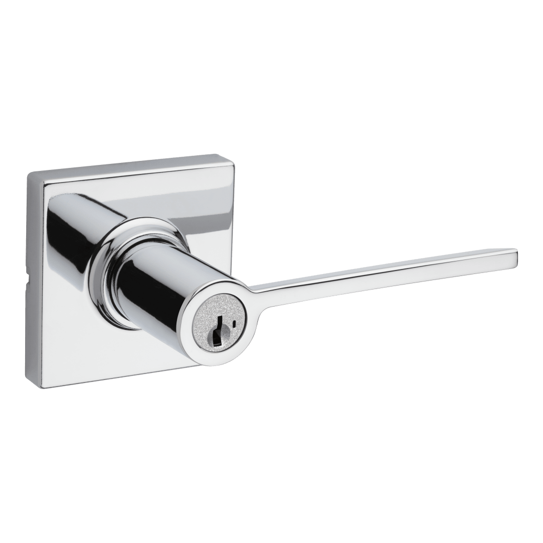 Ladera Entry Lever featuring SmartKey Security™ and Square Trim in Polished Chrome