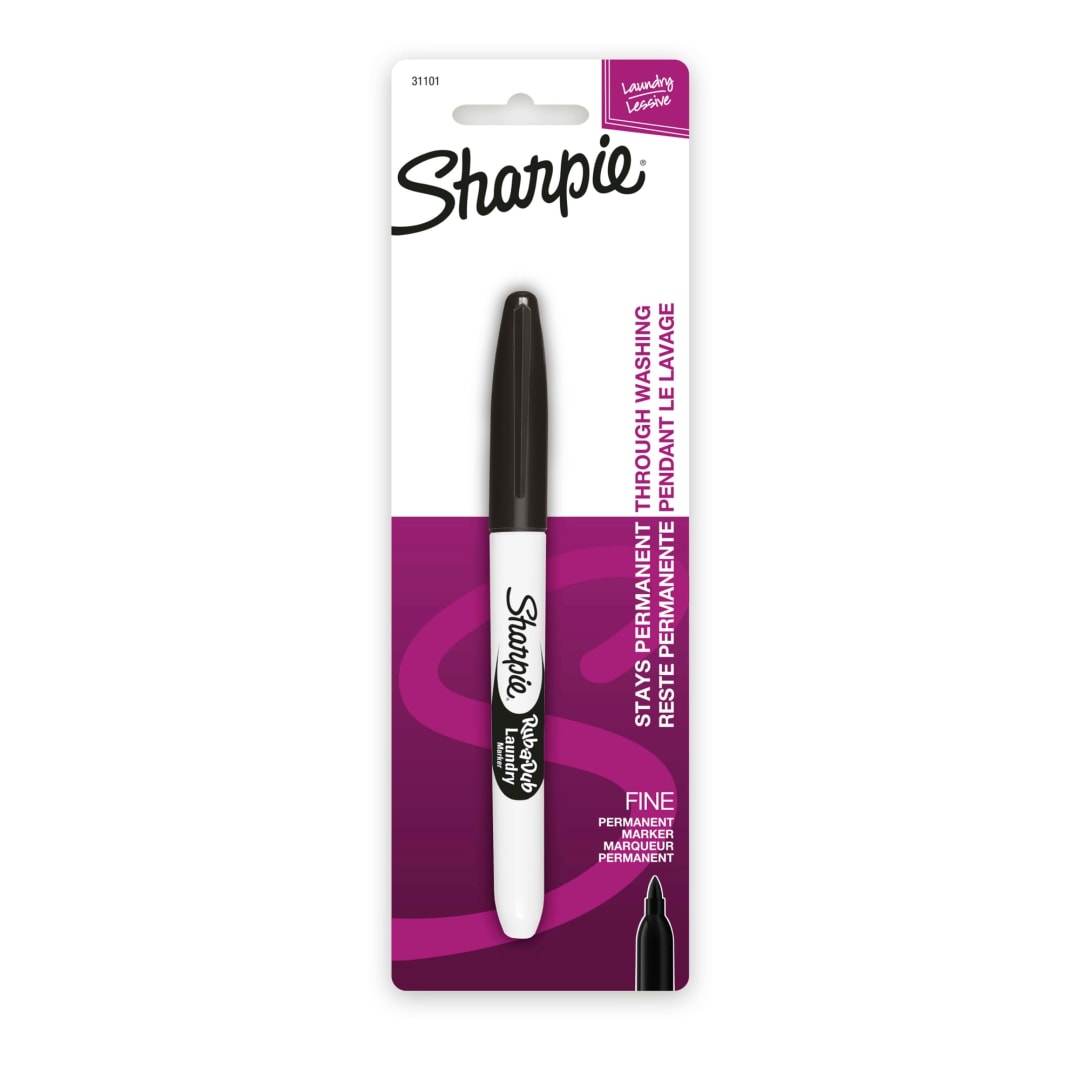 Sharpie® Rub-A-Dub Laundry Marker, Fine Point, Black, 1 Count