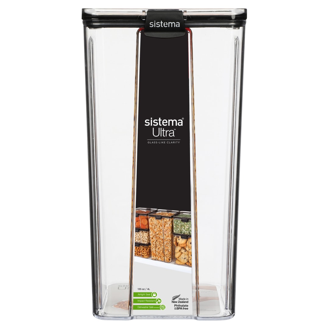 Sistema Ultra recipientes de almacenamiento herméticos de Tritan para despensas y cocinas | 4 l recipiente de plástico para guardar alimentos | Apilables | Sin BPA
