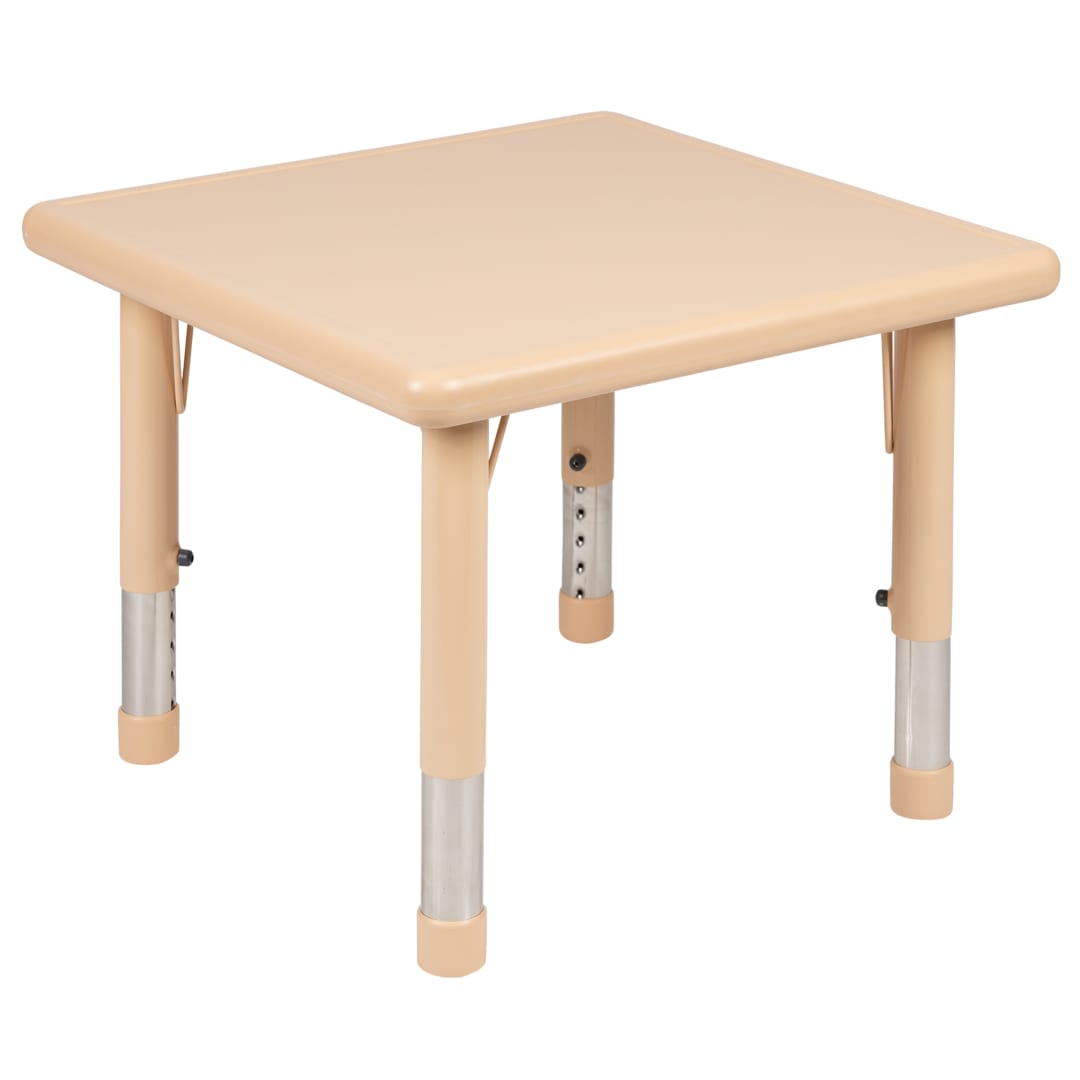 Wren 24" Square Natural Plastic Height Adjustable Activity Table
