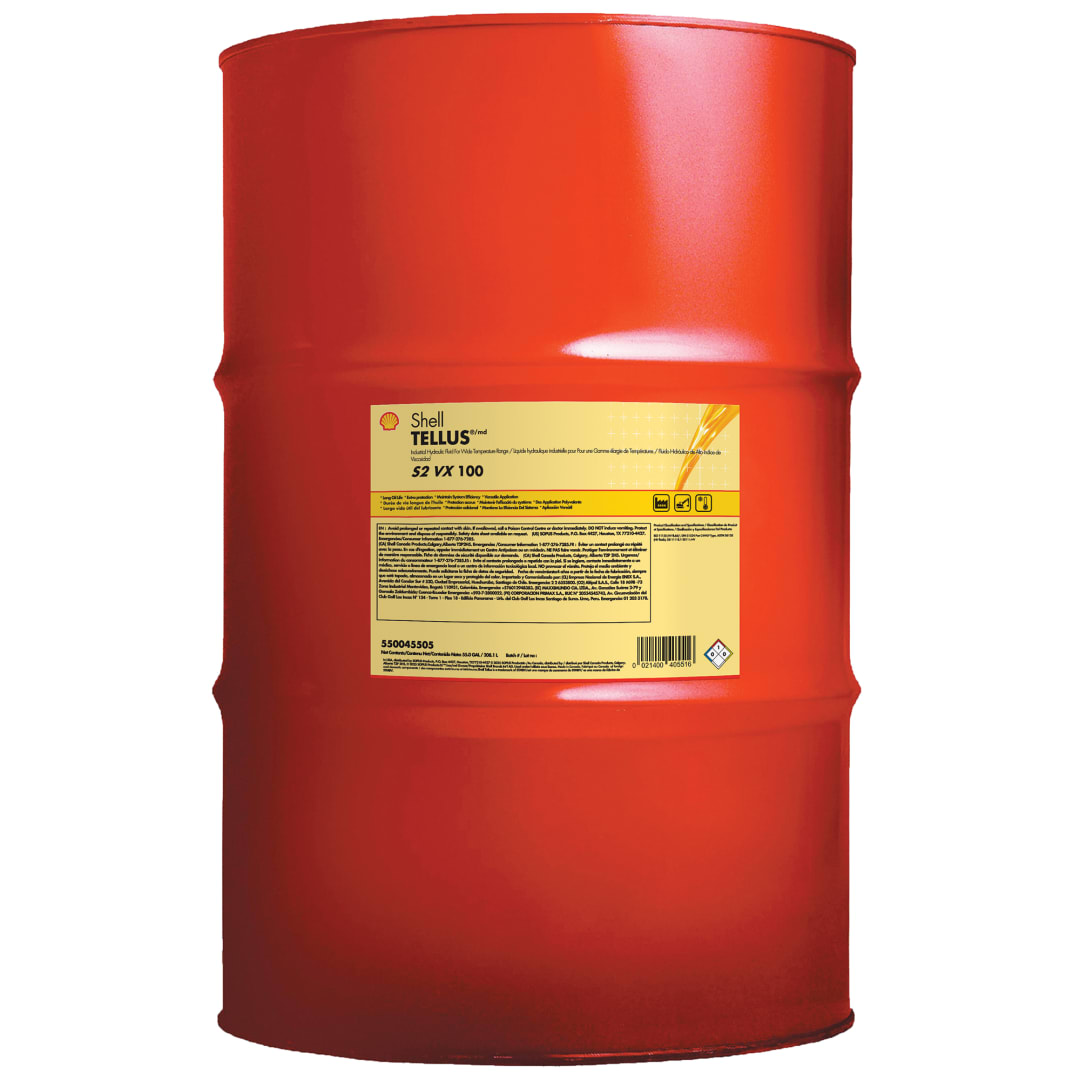 Shell Tellus S2 VX 100 Hydraulic Fluid, 55 Gallon Drum