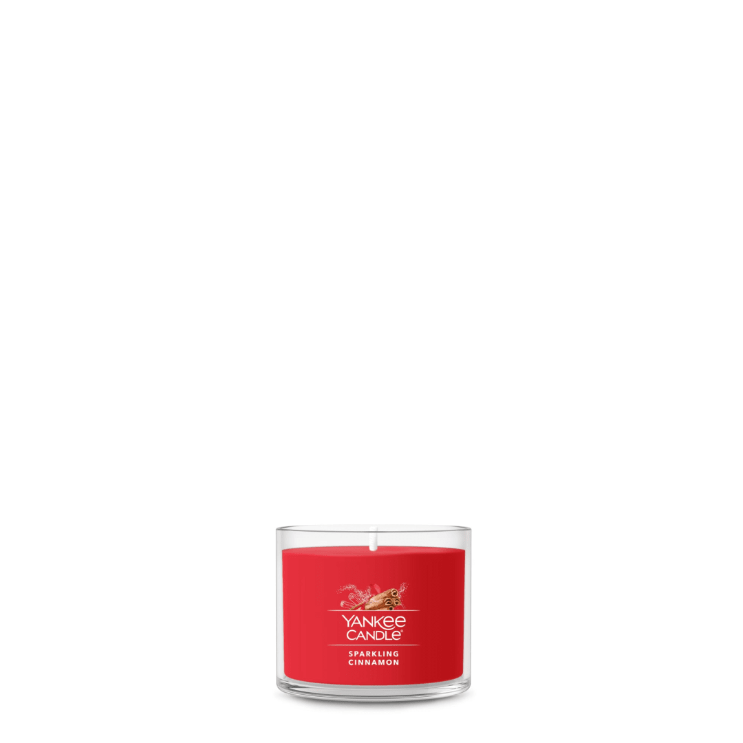 Yankee Candle Signature Votive Mini Candle Jar, Sparkling Cinnamon Scent, Premium Plant Wax Blend Candle with Natural Fiber Wick, 1.3 OZ Glass Jar (Pack of 6)