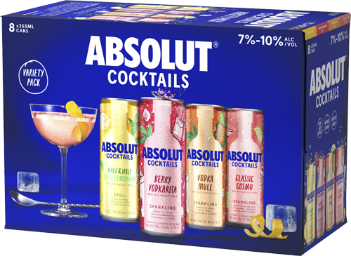 Absolut Ready to Drink Variety Pack, 8 Pack, 12 oz Cans, 9 Proof