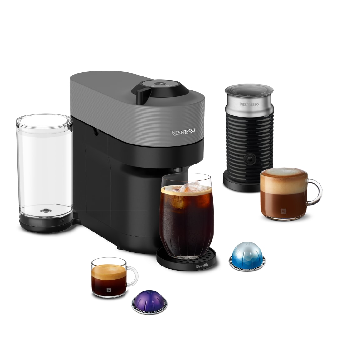 Nespresso Vertuo Pop+ Coffee and Espresso Maker with Milk Frother by Breville, Dark Grey