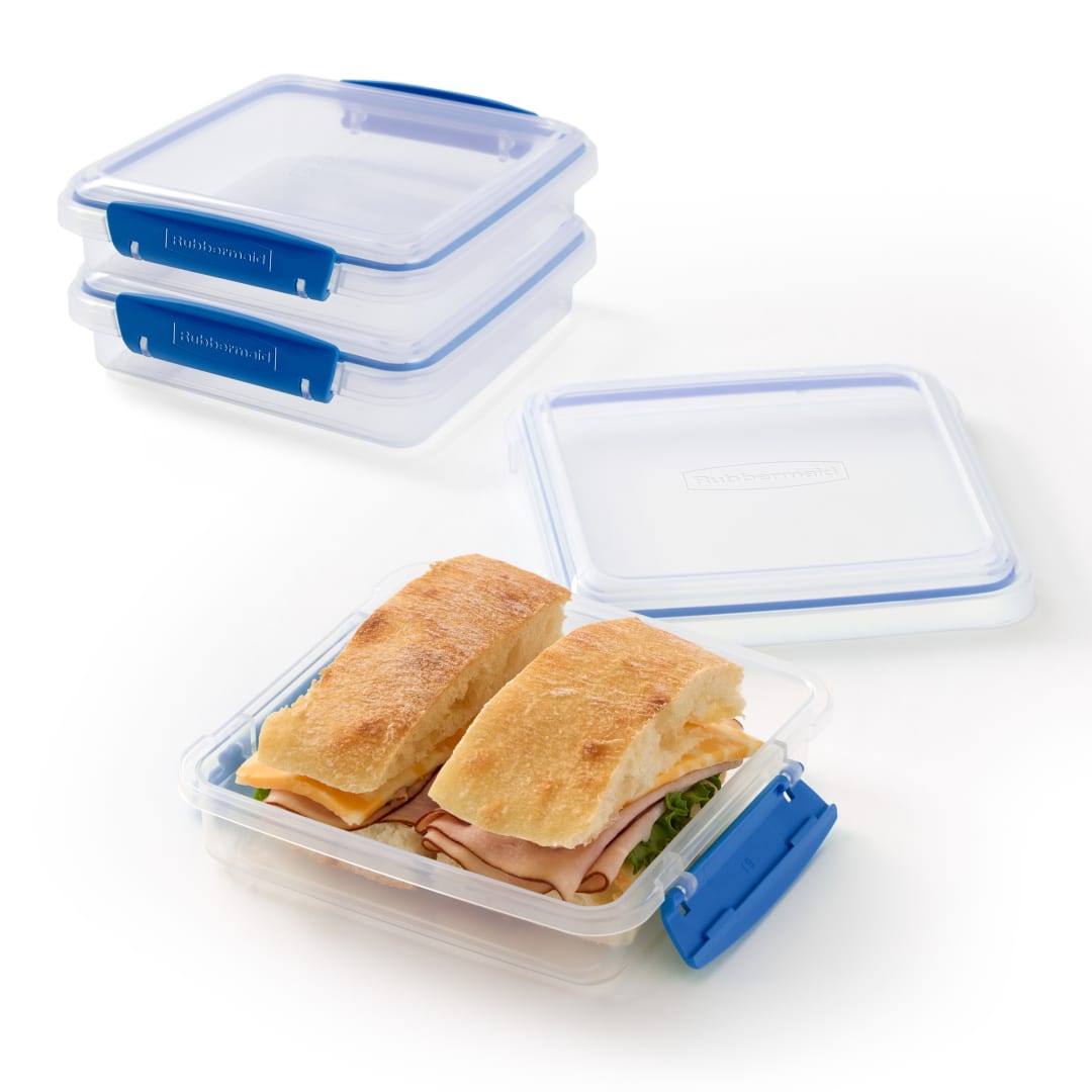 Rubbermaid Pack & Go 450 mL Sandwich Container, 2-Pack, Meal Prep Containers with Secure Seal Lids