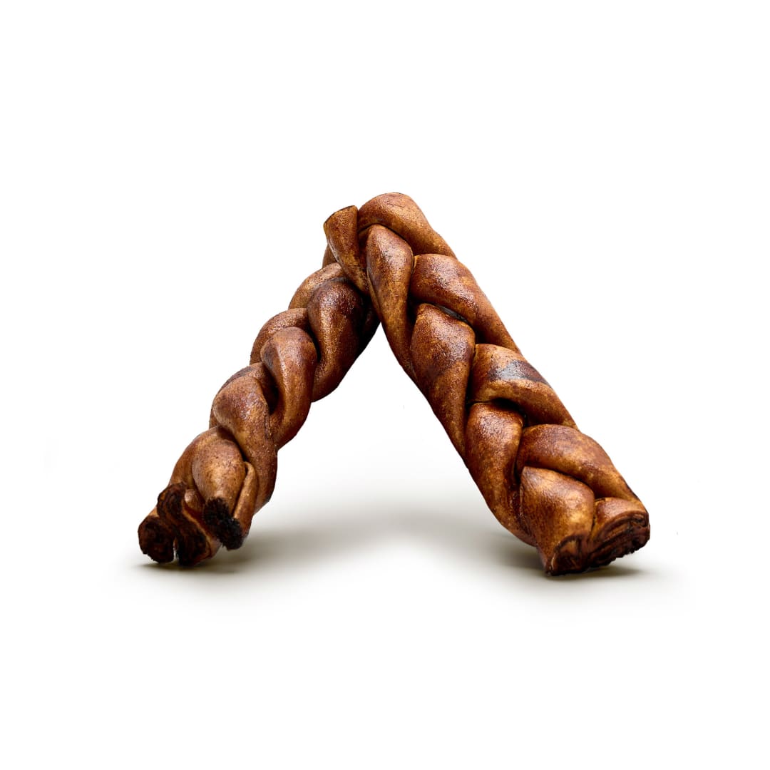 Treatly 100% USA Made Beefhide Braids Dog Chew Treats, Beef, Medium, 2 Pack