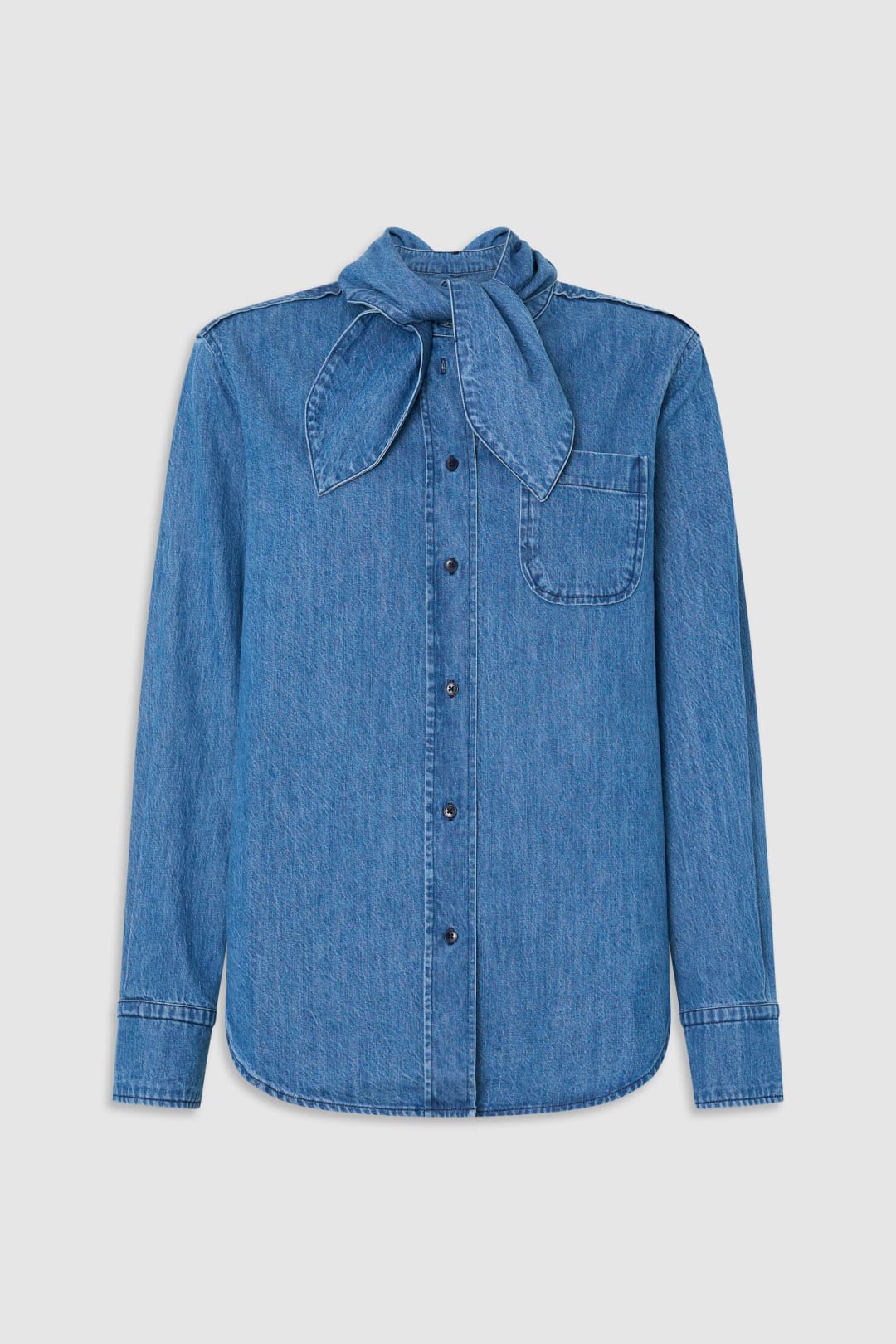 Denim Tie Neck Shirt