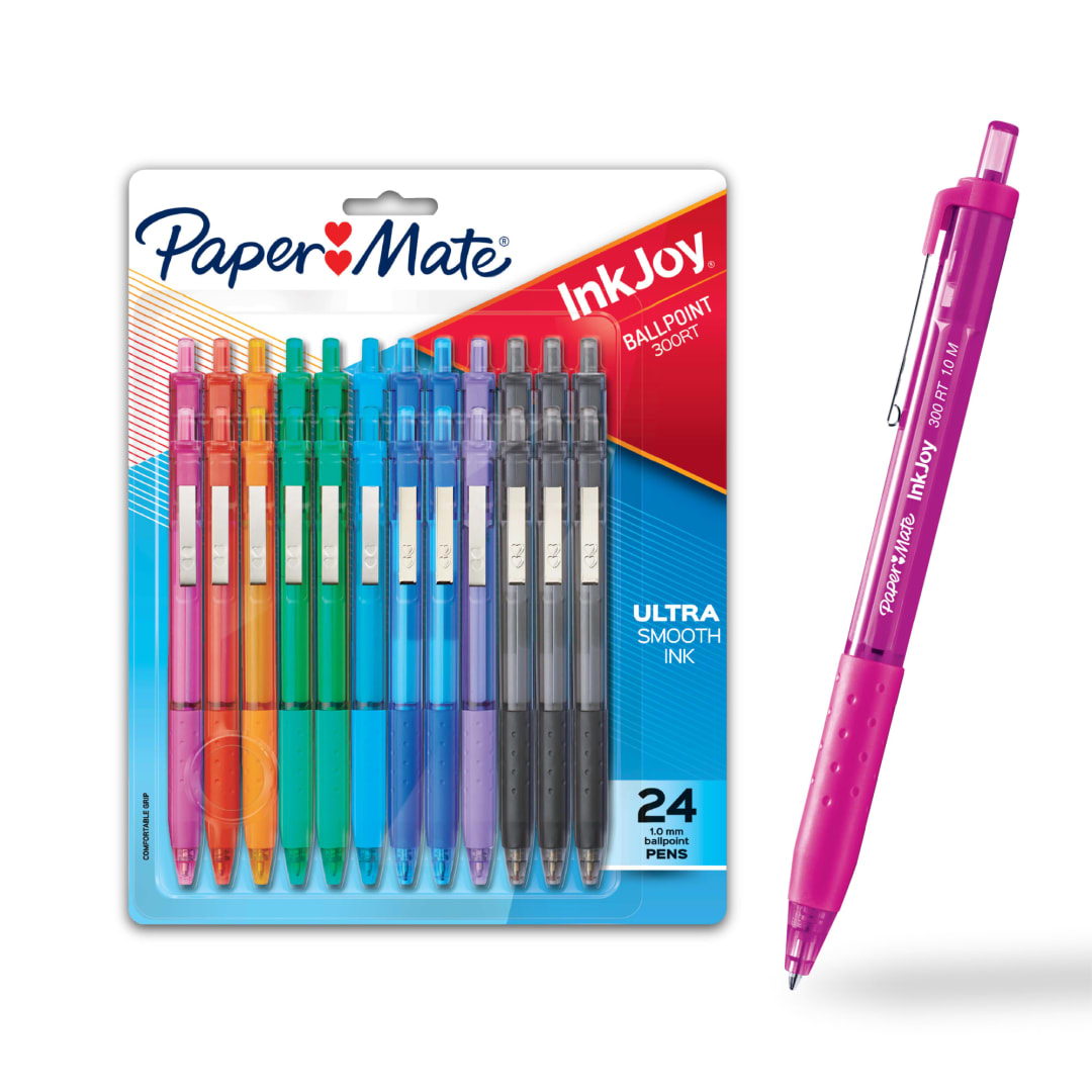 Paper Mate® InkJoy® 300RT Retractable Ballpoint Pens, Medium Point, Assorted, 24 Pack