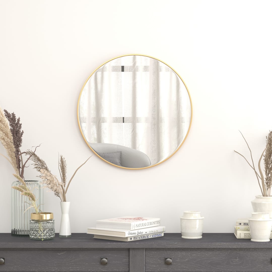 Julianne 24" Round Gold Metal Framed Wall Mirror - Large Accent Mirror for Bathroom, Vanity, Entryway, Dining Room, &amp; Living Room
