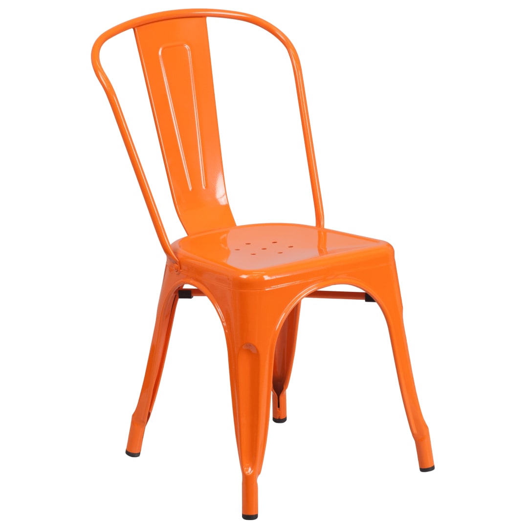 Perry Commercial Grade Orange Metal Indoor-Outdoor Stackable Chair