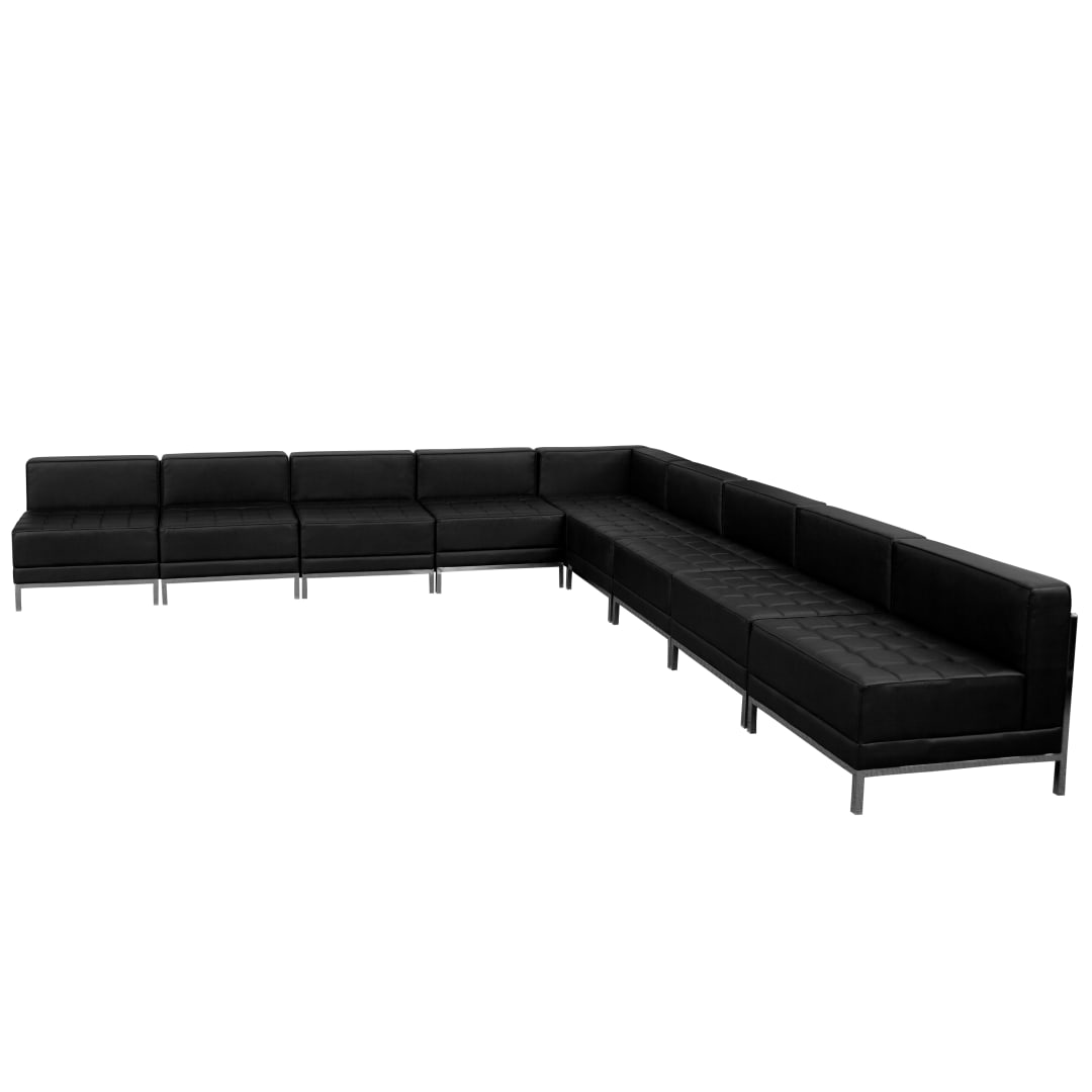 HERCULES Imagination Series Black LeatherSoft Sectional Configuration with Ganging Clips, 9 Pieces