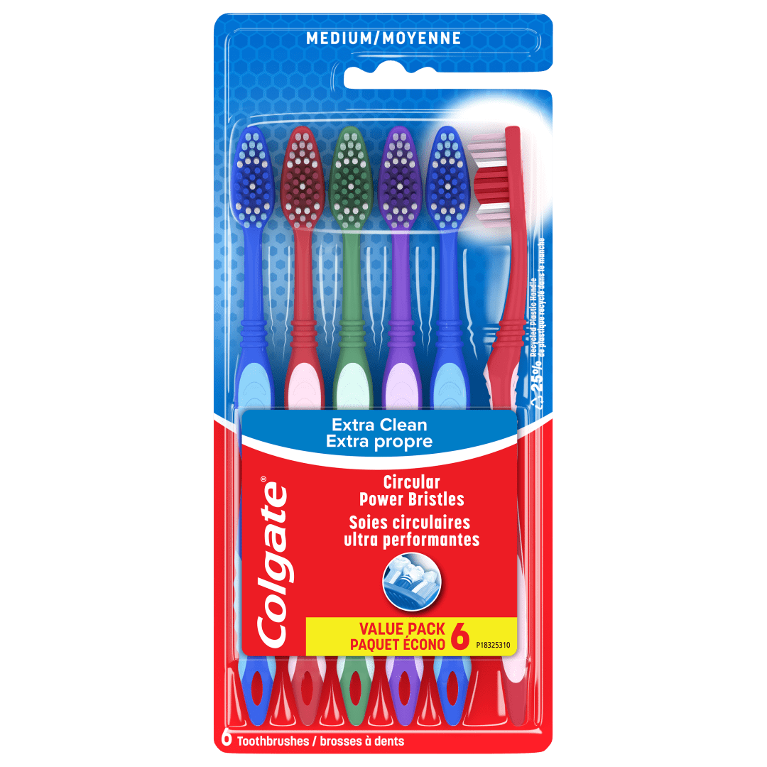Colgate Extra Clean Full Head Medium Adult Manual Toothbrush, 6 pack