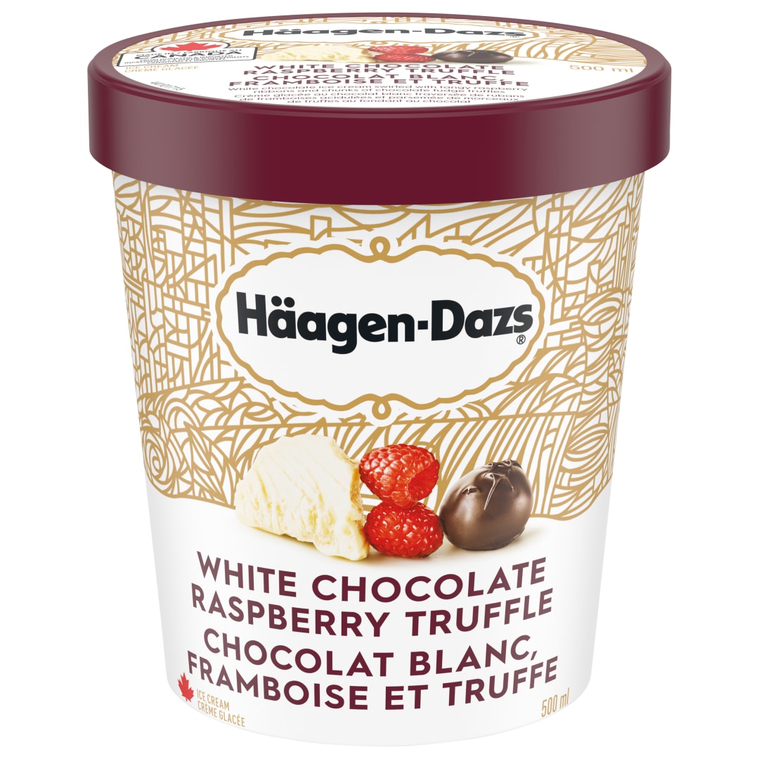 HAAGEN-DAZS Wht Choc Rasp Trf 8x500ml CA